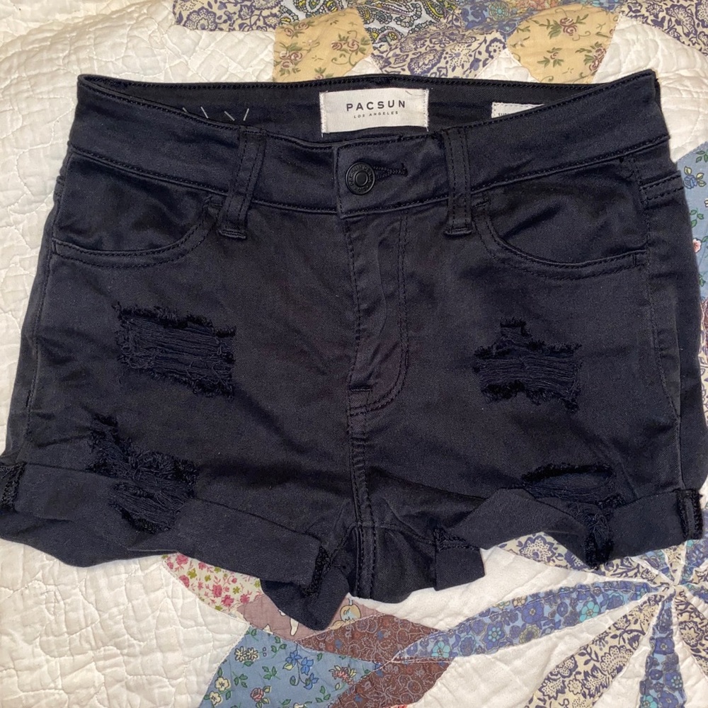 PacSun black ripped super stretchy shorts